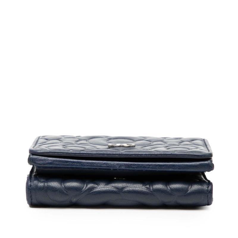 CHANEL（シャネル） カメリア ココマーク 三つ折り財布 ネイビー