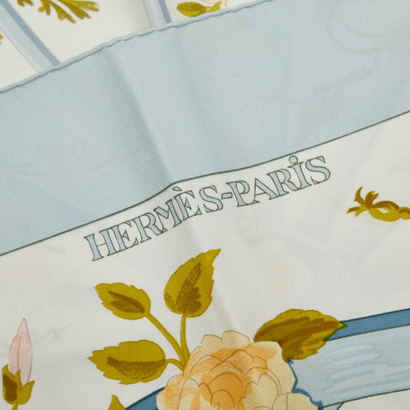 HERMES（エルメス） カレ90 ROMANTiQUE スカーフ ライトブルー マルチ