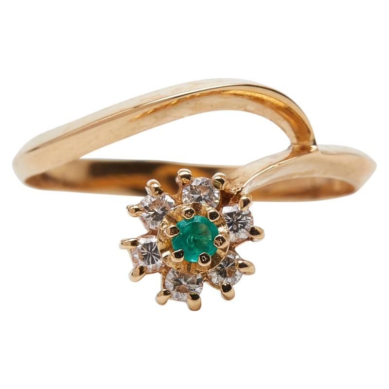 K18PG ピンクゴールド エメラルド0.04ct ダイヤ0.12ct リング
