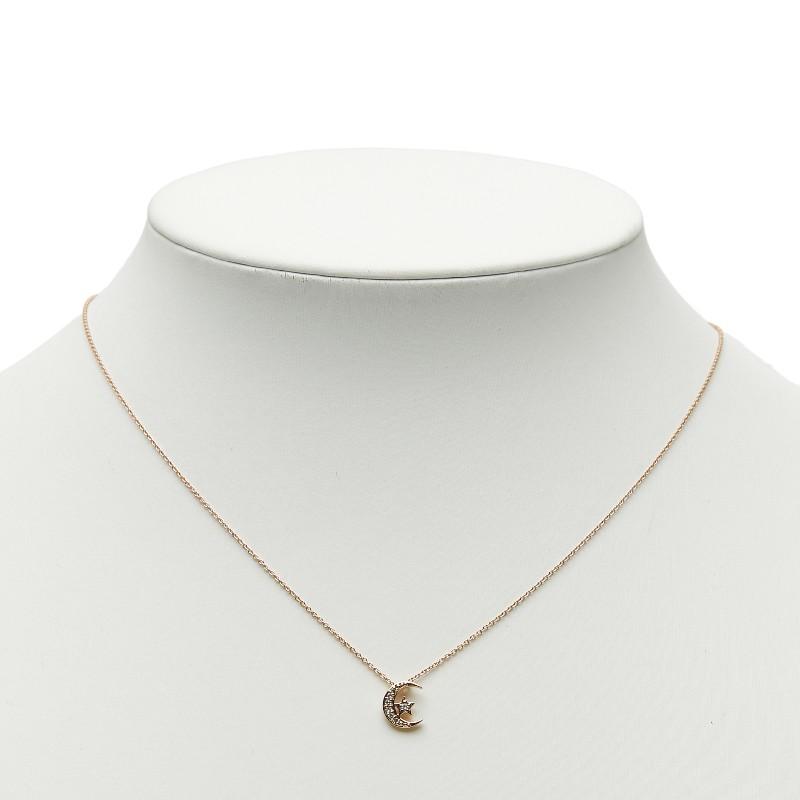 STAR JEWELRY 月モチーフ ネックレス　ピンクゴールド K18PG ピンクゴールド ダイヤ 星 月 モチーフ ネックレス レディース