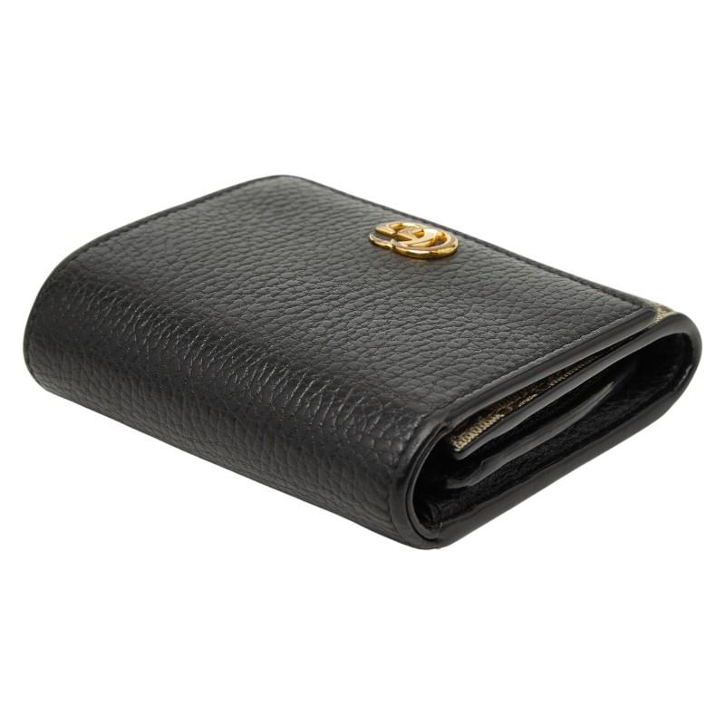 美品★GUCCI★二つ折り財布 GGマーモント スプリーム レザー 黒 箱袋あり GUCCI（グッチ） GGスプリーム GGマーモント 二つ折り財布 598587
