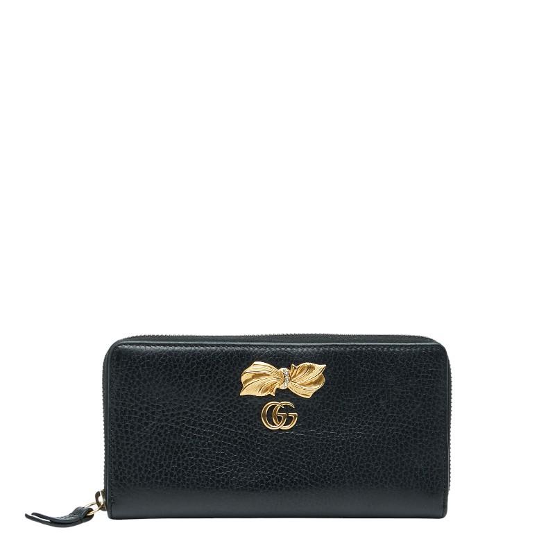 GUCCI（グッチ） GGマーモント リボン ラウンドファスナー 長財布