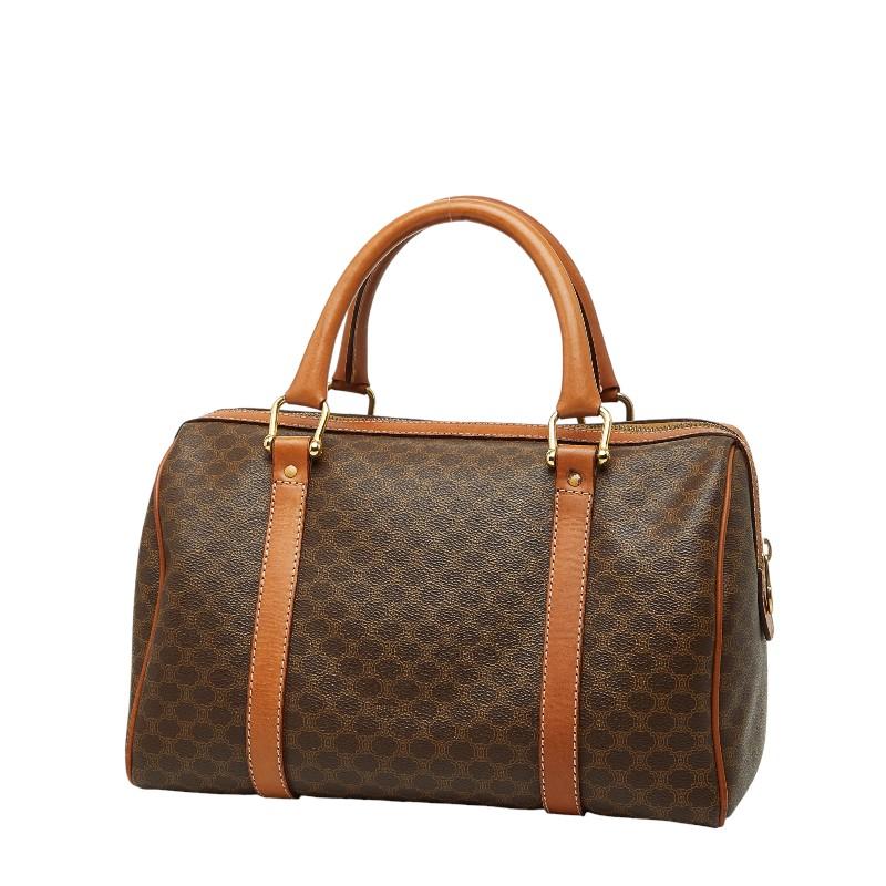 セリーヌ　ミニボストン　ハンドバッグ　レザー　PVC マカダム　ロゴ金具 CELINE（セリーヌ） マカダム ハンドバッグ ミニボストンバッグ