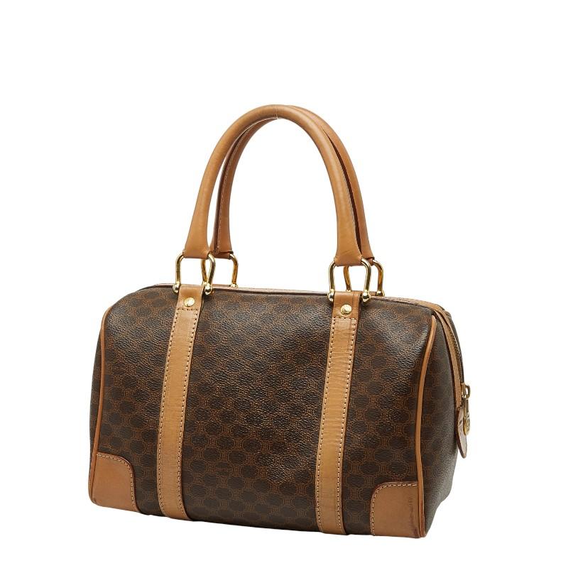 CELINE（セリーヌ） マカダム ボストンバッグ ブラウン PVC レザー