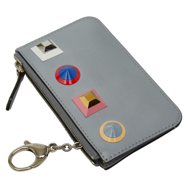 FENDI ケース スタッズ付き FENDI（フェンディ） スタッズ コインケース キーケース 8AP151 グレー