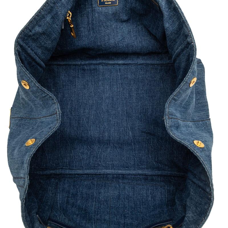 美品　PRADA カナパ　デニム PRADA（プラダ） カナパ ハンドバッグ トートバッグ インディゴブルー