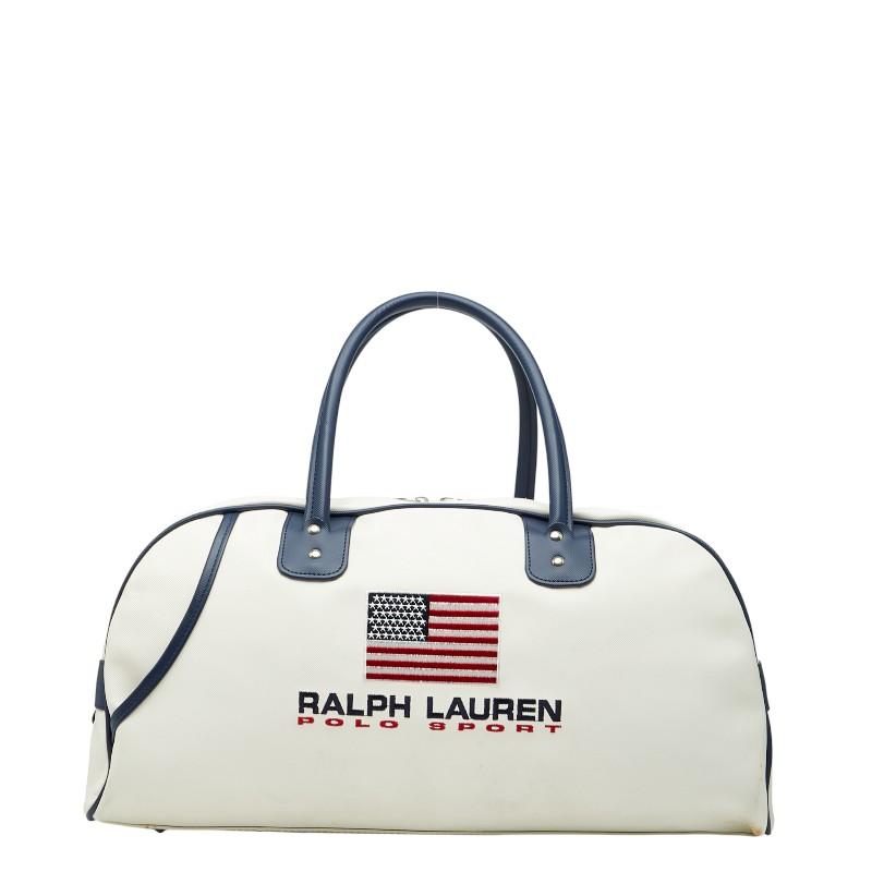ラルフローレン ポロスポーツ ボストンバッグ ホワイト ネイビー