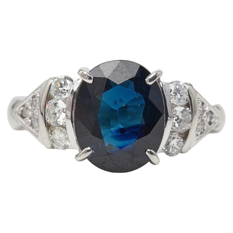 Pt850 プラチナ サファイア3.75ct ダイヤ0.39ct ジュエリーマキ リング