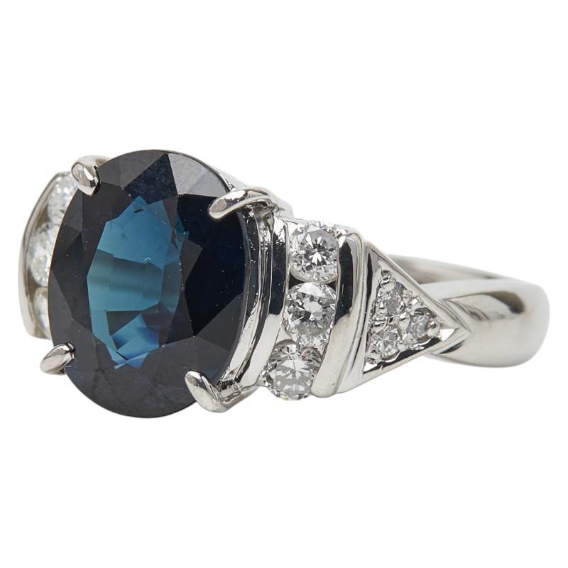 Pt850 プラチナ サファイア3.75ct ダイヤ0.39ct ジュエリーマキ リング 
