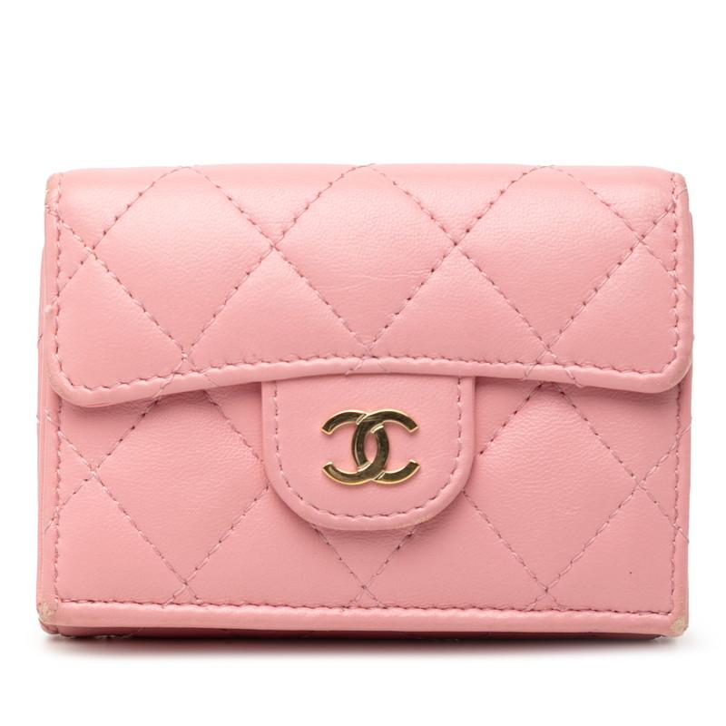 CHANEL（シャネル） ココマーク マトラッセ 三つ折り財布 ピンク