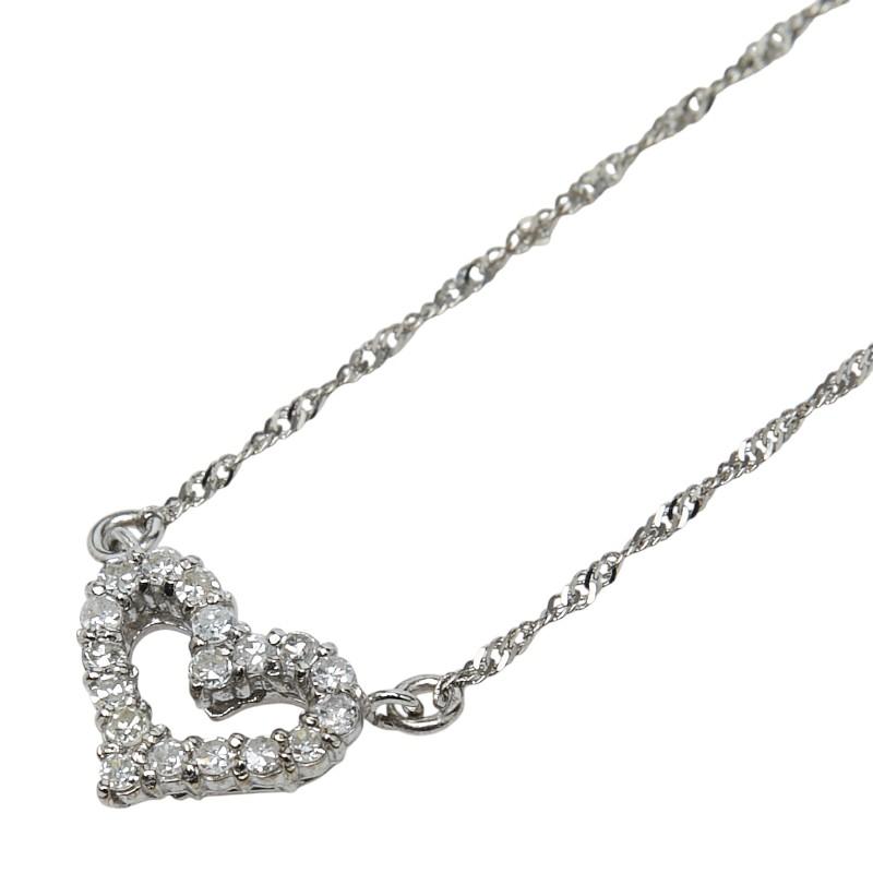 K18WG ハートモチーフ ネックレス ダイヤモンド K18WG ホワイトゴールド ダイヤ0.15ct ハートモチーフ ネックレス