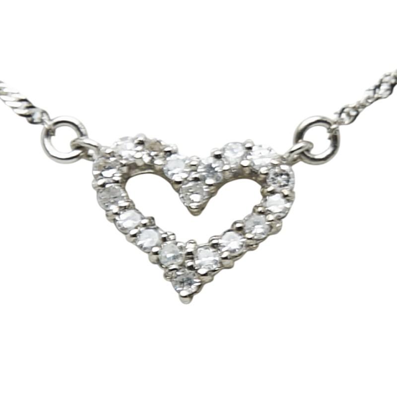 K18WG ハートモチーフ ネックレス ダイヤモンド K18WG ホワイトゴールド ダイヤ0.15ct ハートモチーフ ネックレス
