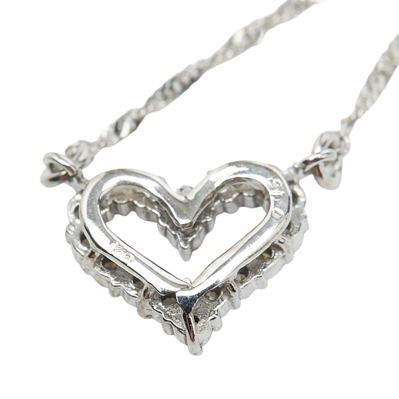 K18WG ハートモチーフ ネックレス ダイヤモンド K18WG ホワイトゴールド ダイヤ0.15ct ハートモチーフ ネックレス