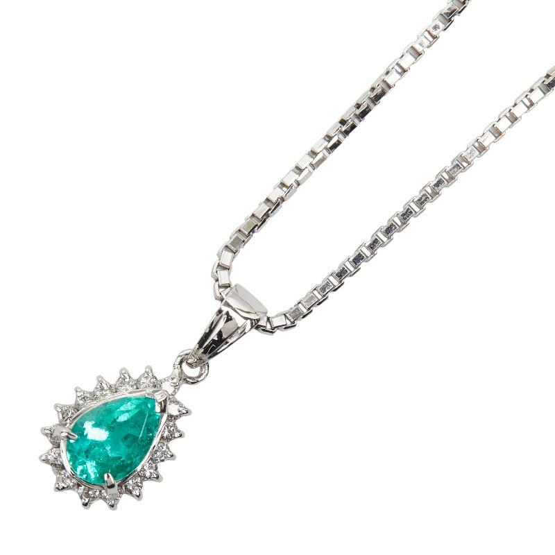 Pt900 プラチナ Pt850 エメラルド0.52ct ダイヤ0.12ct ペンダント