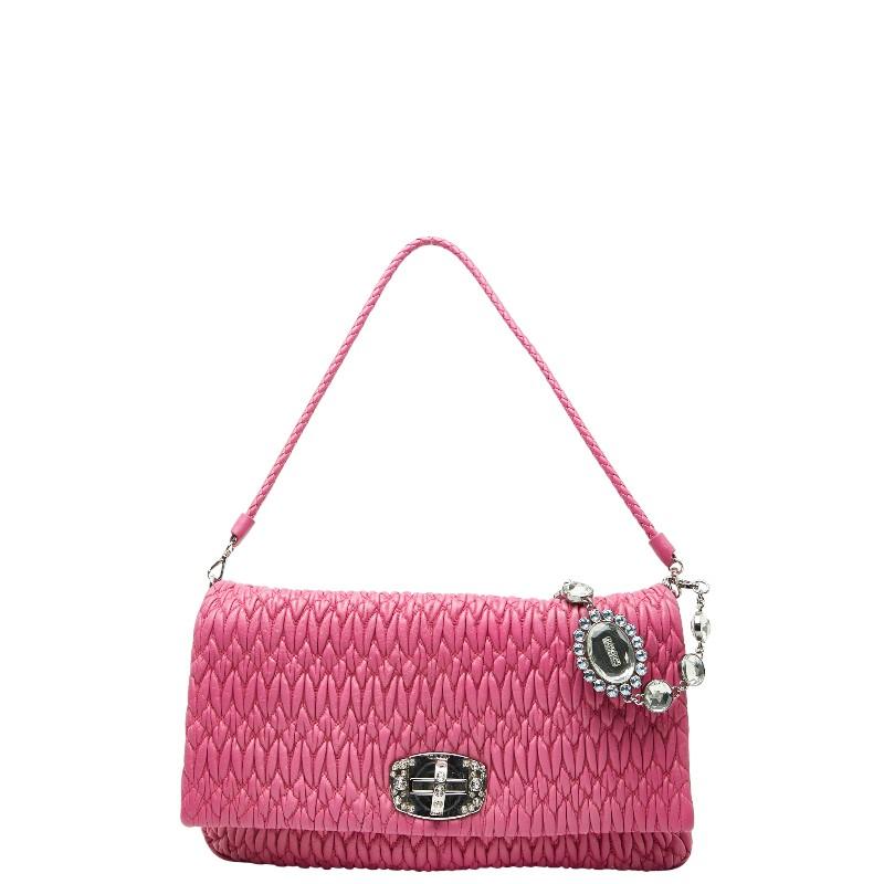 ミュウミュウ マテラッセ ビジュー チェーン ワンショルダーバッグ レザー レディース MIUMIU 【1-0251421】 miu miu（ミュウミュウ） マテラッセ ビジュー チェーン ワン