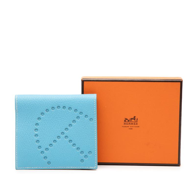HERMES（エルメス） エブリン 札入れ 二つ折り財布 セレストブルー 