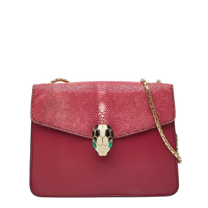 BVLGARI（ブルガリ） セルペンティ チェーンショルダーバッグ レッド