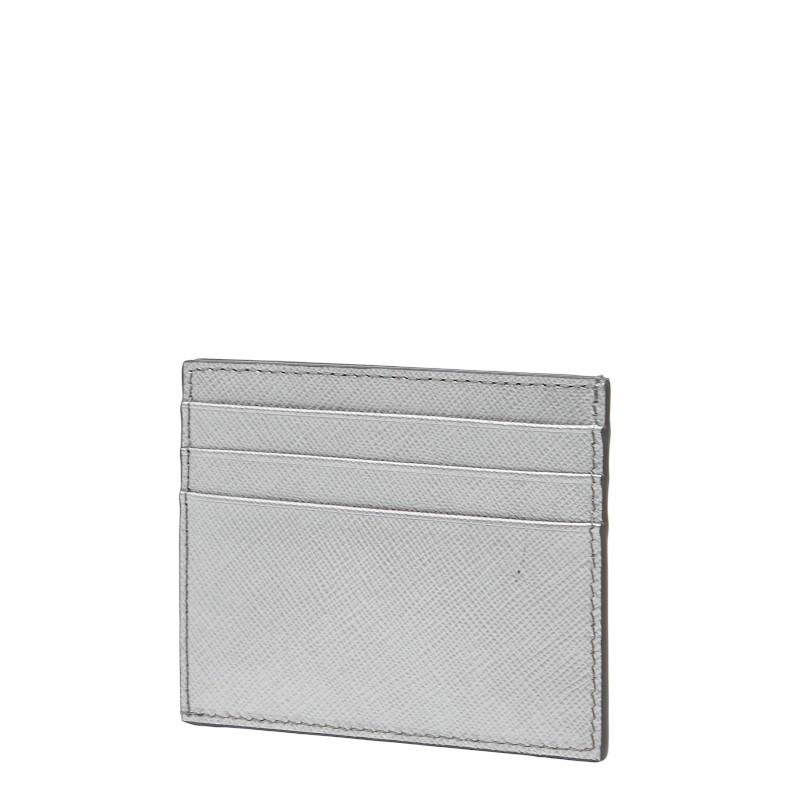 PRADA（プラダ） 三角ロゴプレート カードケース シルバー レザー