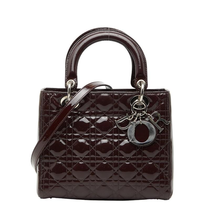 レディディオール カナージュ パテントレザー ハンドバッグ　ミディアム ディオール カナージュ レディディオール ミディアム ショルダーバッグ