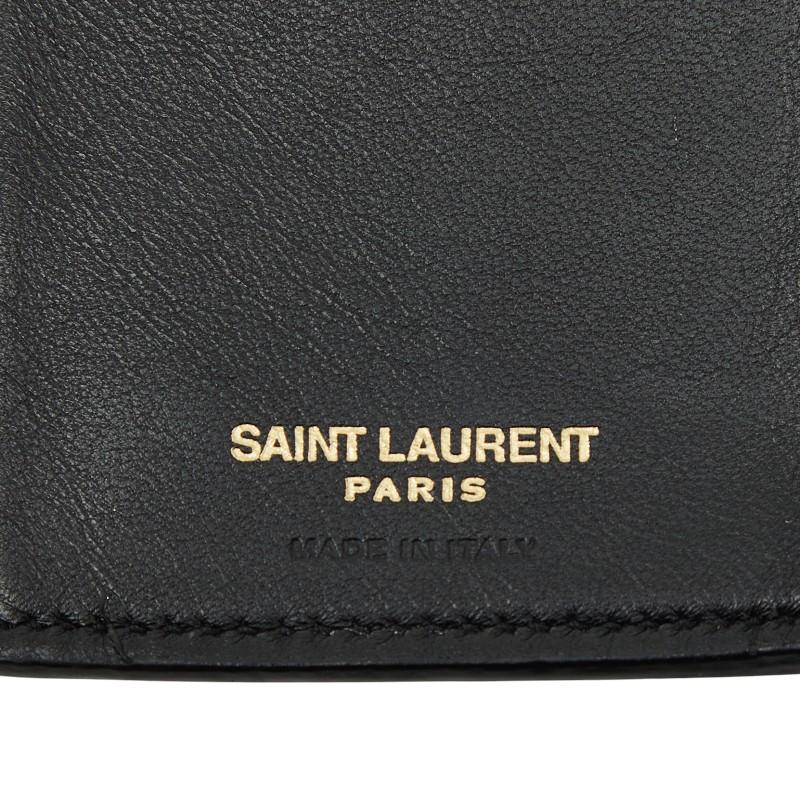 イヴサンローラン 黒 クロコ ゴールドロゴ YSL財布 イースト/ウェスト ウォレット（クロコダイルエンボスレザー）サン