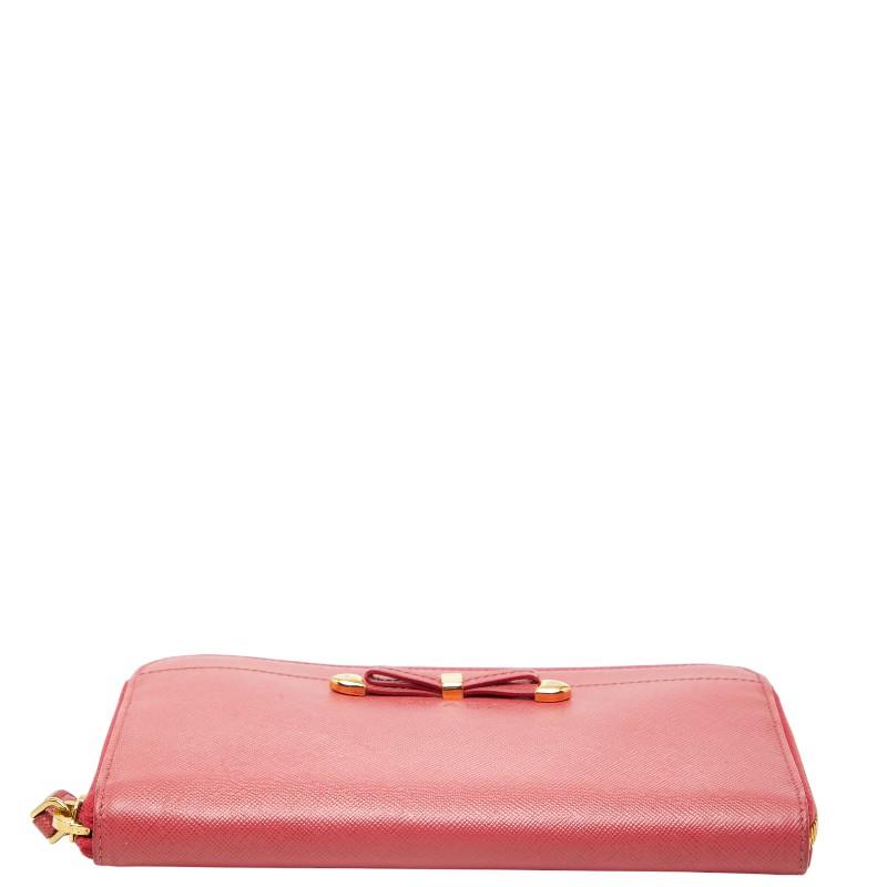 PRADA 長財布 ラウンドファスナー リボン サフィアーノ ピンク PRADA（プラダ） リボン ラウンドファスナー 長財布 ピンク