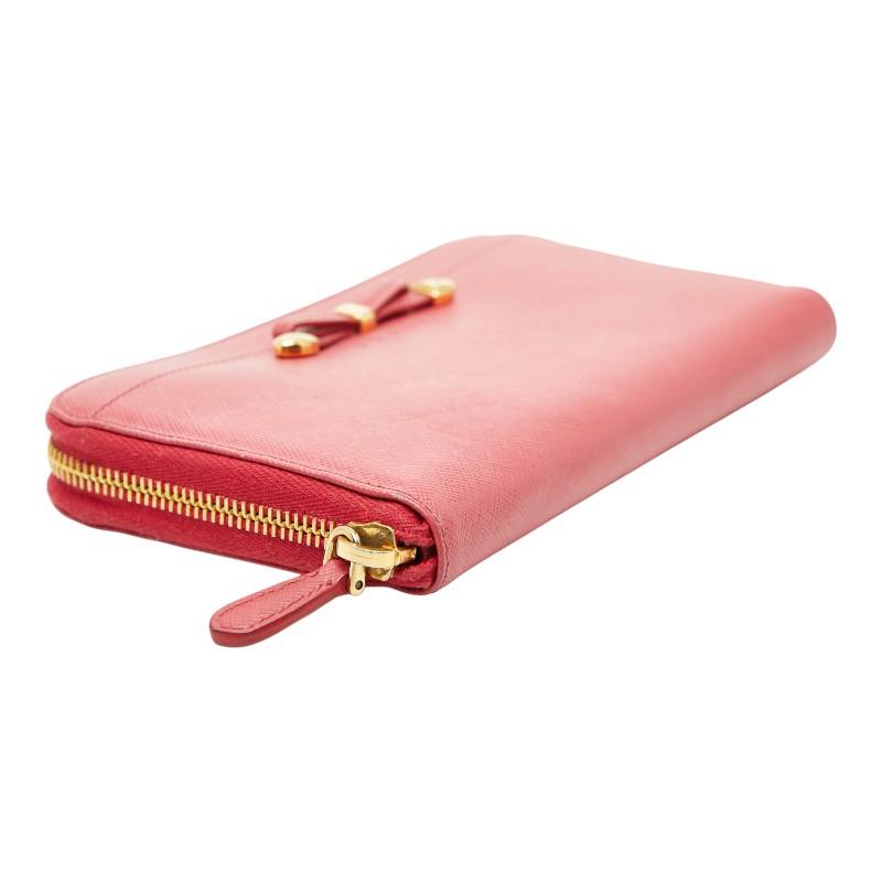 PRADA（プラダ） リボン ラウンドファスナー 長財布 ピンク