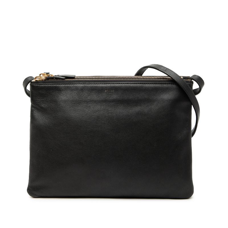 CELINE セリーヌ ショルダーバッグ トリンオフ レザー 黒 斜め掛け 
