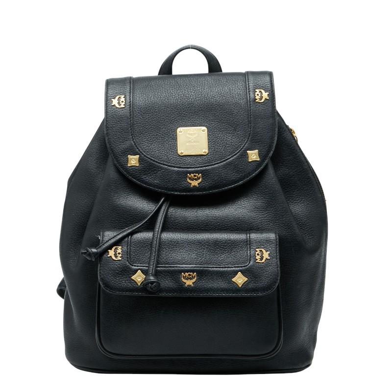 ［訳あり品］MCM スタッズ　バックパック リュック・デイパック ブラック MCM（エムシーエム） エム シー エム ロゴ スタッズ リュック バック
