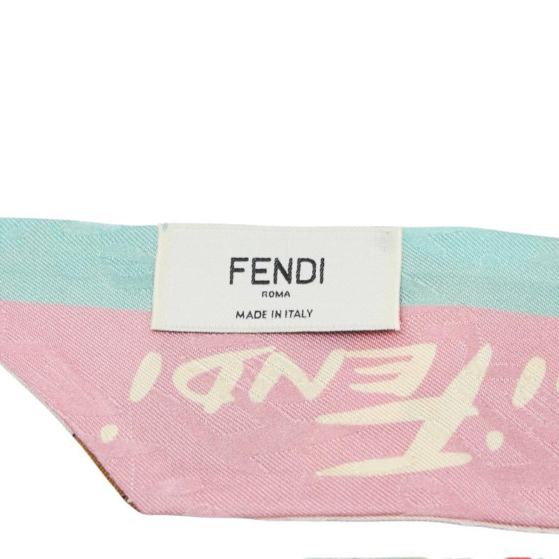 【美品】 フェンディ FENDI ラッピー 星座 ピンク フカーフ タグあり FENDI（フェンディ） ラッピー スカーフ ピンク マルチカラー