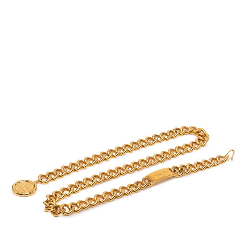 CHANEL シャネル チェーンベルト31 トップ付き GP×レザー CHANEL - CHANEL シャネル チェーンベルト31 コイントップ付き GP