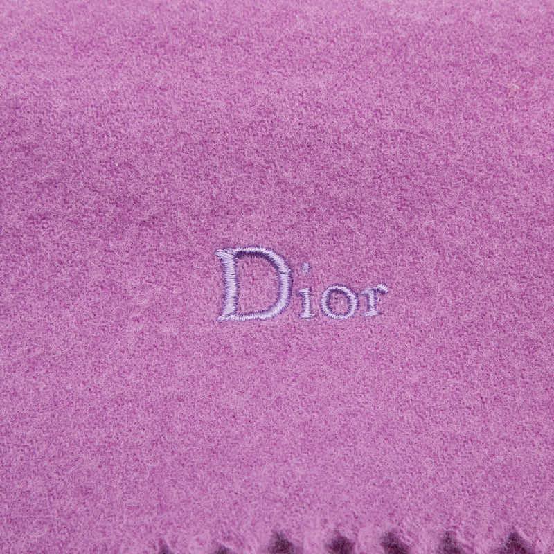 クリスチャンディオール　ウール100%マフラー　パープル クリスチャンディオール ウール大判マフラー 美品 ストール パープル