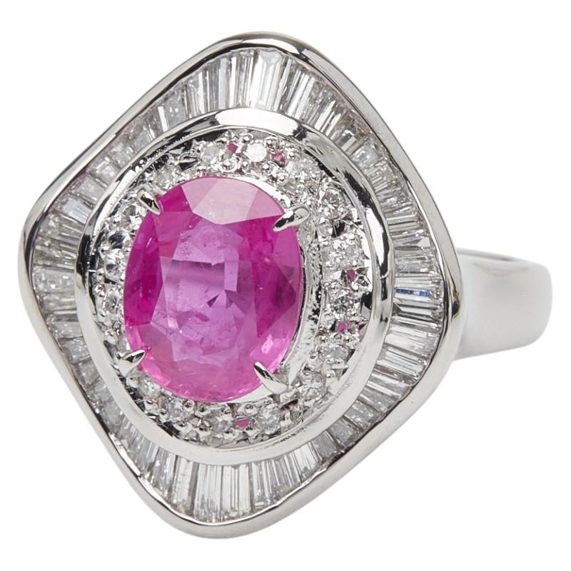 Pt900 プラチナ ピンクサファイア1.69ct ダイヤ0.66ct リング 指輪 