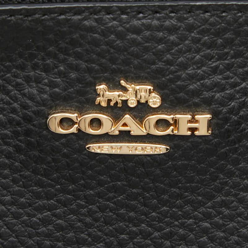 COACH（コーチ） ロゴ ポーチ ハンドポーチ 小物入れ ブラック レザー 