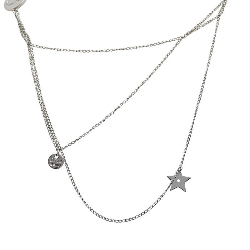 Dior ディオール　リボンモチーフ　ピンク　ネックレス ディオール CDロゴ リボン モチーフ ネックレス シルバー メタル
