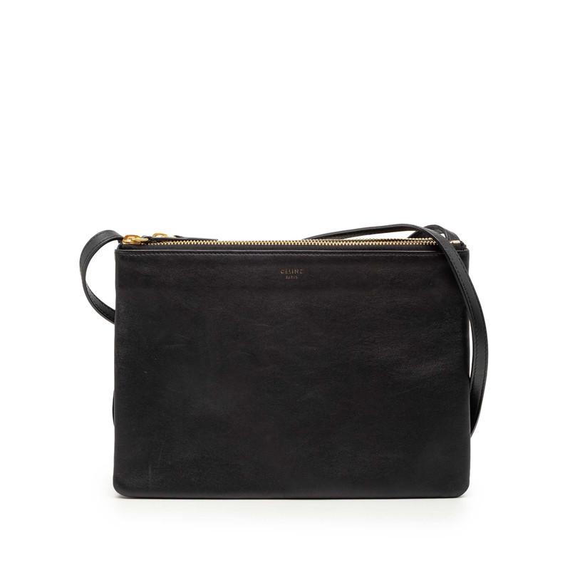 CELINE（セリーヌ） トリオ ショルダーバッグ ブラック レザー