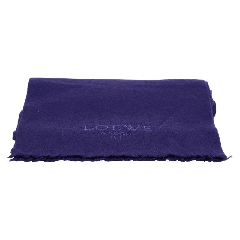 ロエベ LOEWE ストール ロゴ 紫 パープル /MF ■OS LOEWE（ロエベ） ロゴ マフラー パープル カシミヤ レディース 【中古