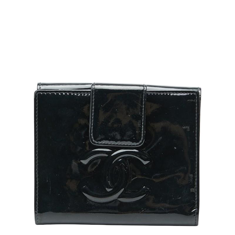 CHANEL（シャネル） ココマーク カメリア 二つ折り財布 ブラック