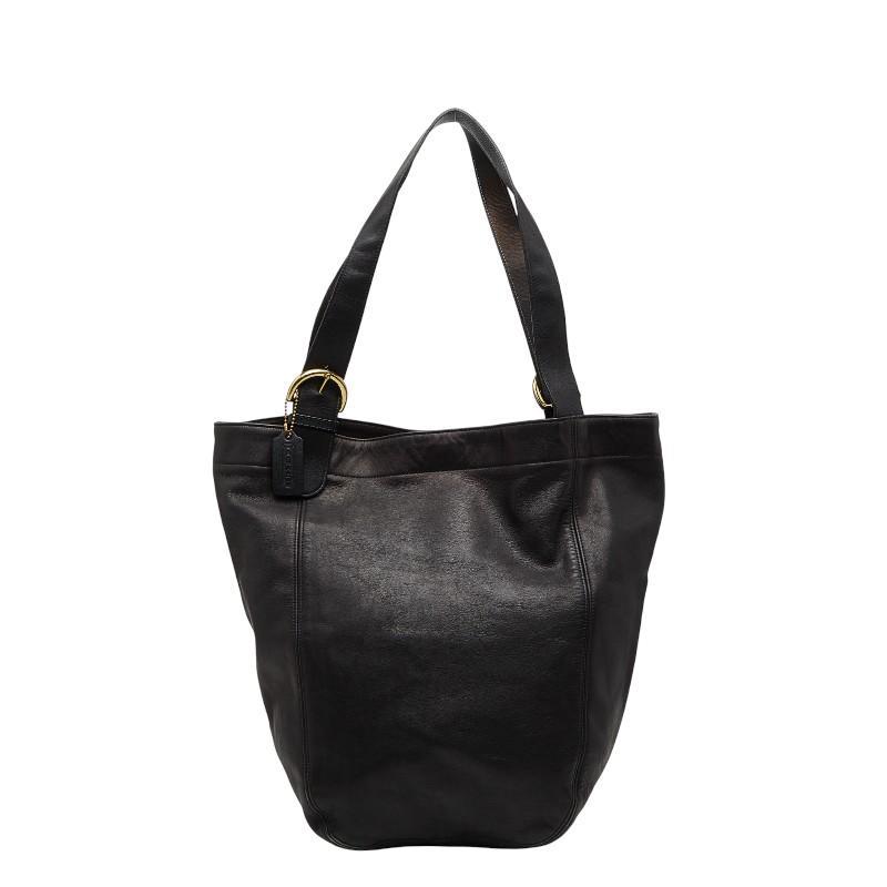 COACH（コーチ） バケツ型 トートバッグ ブラック レザー レディース 