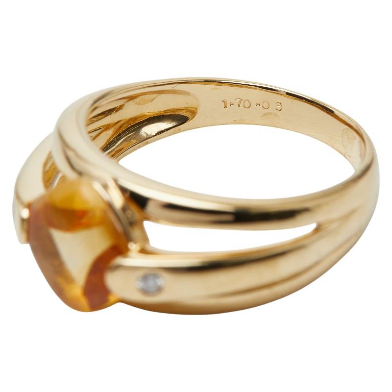 K18YG イエローゴールド シトリントパーズ1.70ct ダイヤ0.03ct リング 