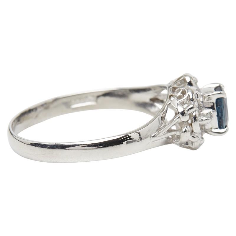 Pt900 プラチナ サファイア0.59ct ダイヤ0.02ct フラワーモチーフ リング 指輪 レディース 15号 中古_3