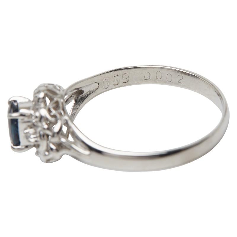 Pt900 プラチナ サファイア0.59ct ダイヤ0.02ct フラワーモチーフ リング 指輪 レディース 15号 中古_5