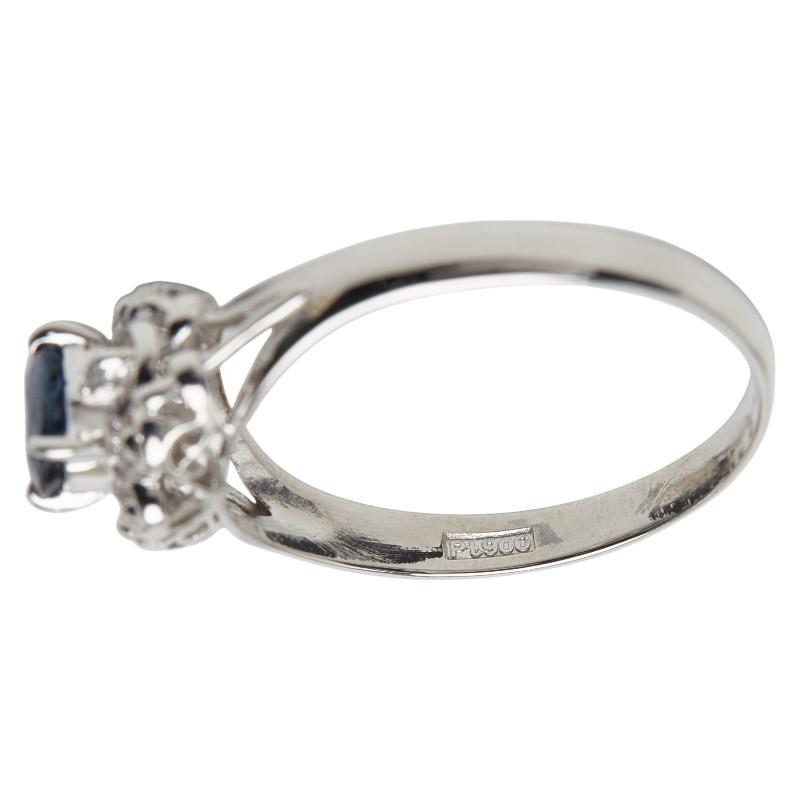 Pt900 プラチナ サファイア0.59ct ダイヤ0.02ct フラワーモチーフ リング 指輪 レディース 15号 中古_6