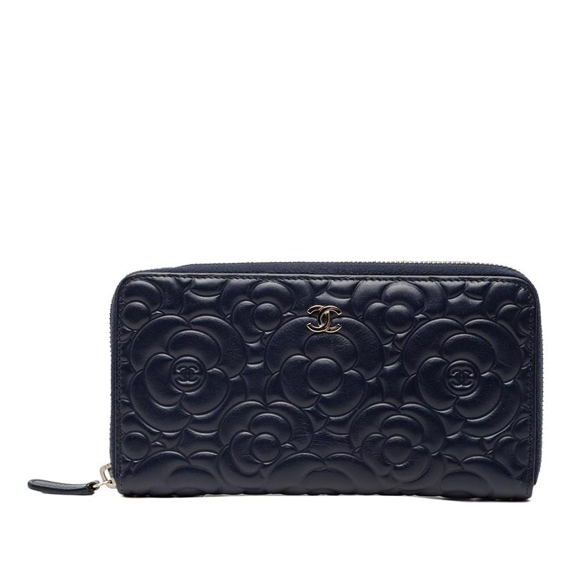 シャネル カメリア ココマーク 長財布 ラウンドファスナー レザー レディース CHANEL 【1-0254279】 CHANEL（シャネル） カメリア ココマーク 長財布 ラウンドファスナー