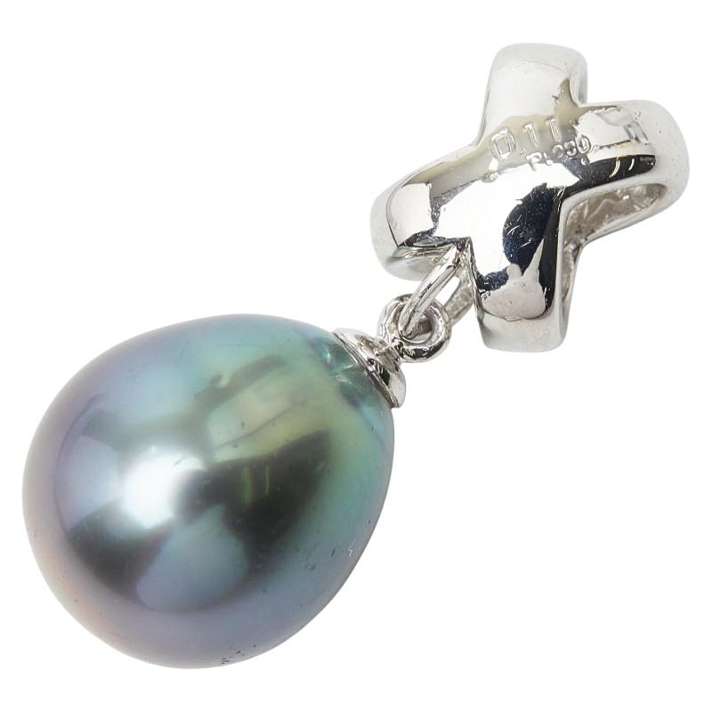 プラチナpt900 ペンダントトップ　黒蝶真珠バロック　約　13㎜×10.6㎜ Pt900 プラチナ 黒蝶真珠約11.3×10.1mm ダイヤ0.11ct ペンダント