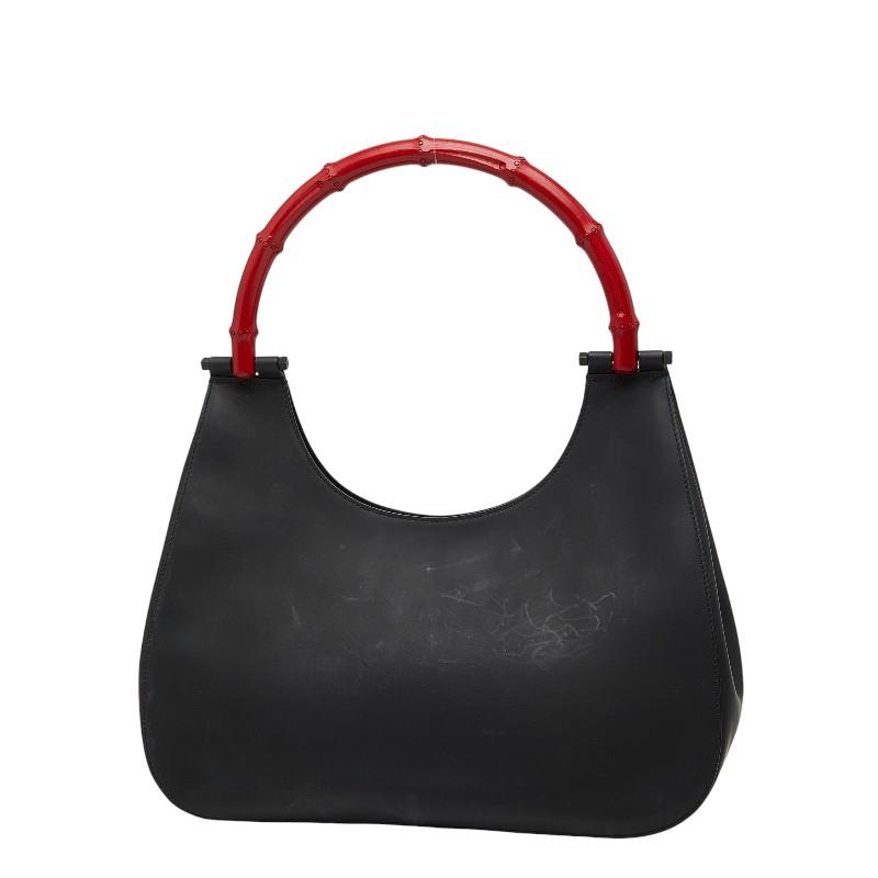 GUCCI グッチ  001 3739 ショルダーバッグ ワンショルダー レザー/バンブー ブラック/レッド 黒赤 レディースファッション【中古】 GUCCI（グッチ） バンブー ショルダーバッグ 001 3739 ブラック レッド
