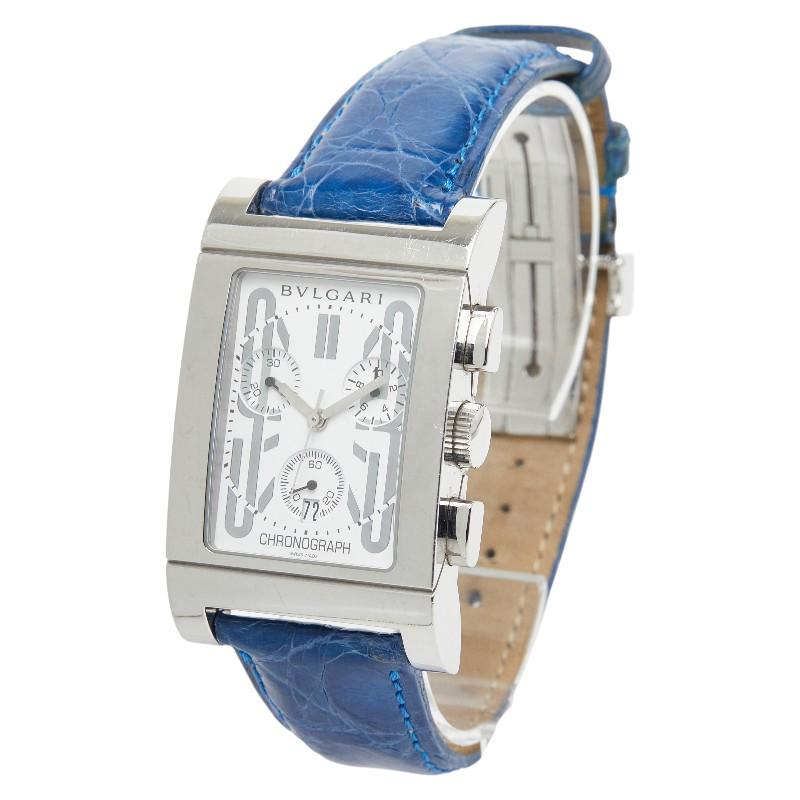 BVLGARIレッタンゴロ RTC49S クロノグラフ メンズ最終価格 BVLGARI（ブルガリ） レッタンゴロ クロコ型押し 腕時計 RTC49S