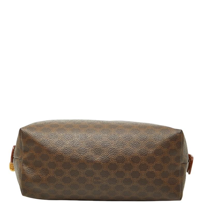 美品 セリーヌ ポーチ マカダム コスメポーチ ブラウン レザー pvc CELINE（セリーヌ） マカダム ポーチ 小物入れ ブラウン PVC レザー