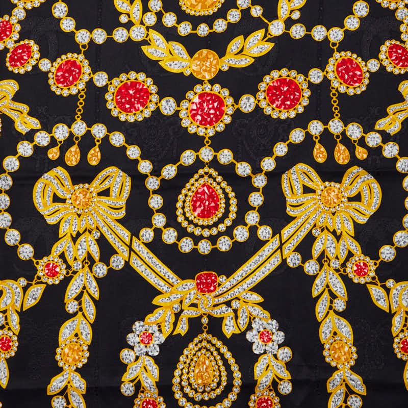 【新品未使用美品】Cartier ジュエリースカーフ　82cm×82cm 箱有 Cartier（カルティエ） ジュエリー 宝石柄 スカーフ イエロー マルチ