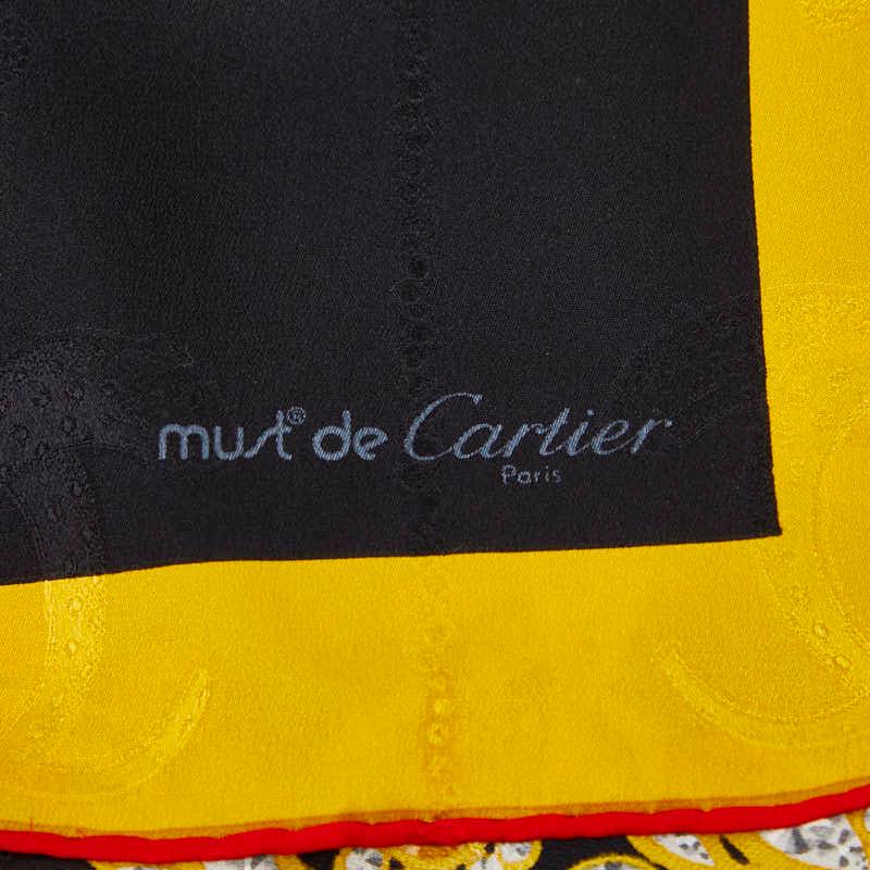 カルティエ 大半スカーフ 宝石柄 シルク100 イエロー マルチカラー Cartier（カルティエ） ジュエリー 宝石柄 スカーフ イエロー マルチ