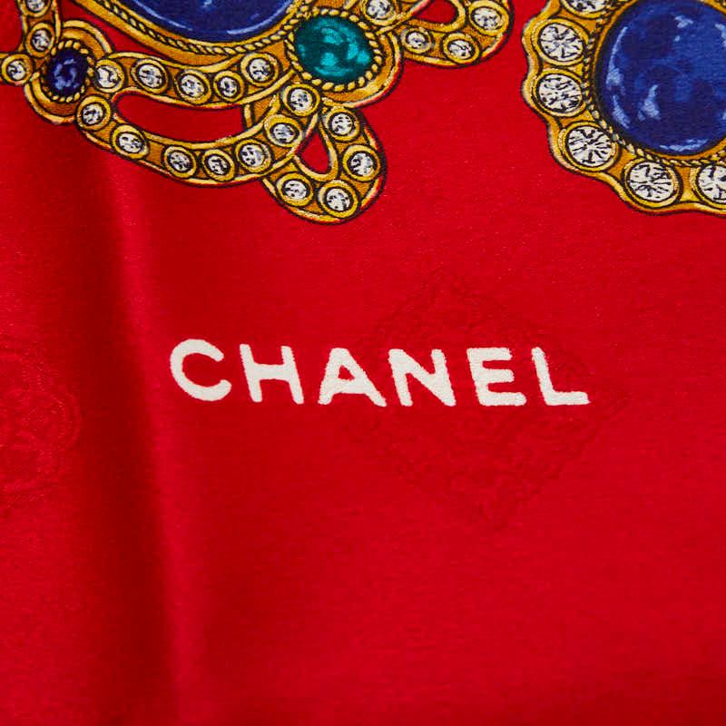 CHANEL（シャネル） ジュエリー 宝石柄 スカーフ レッド マルチカラー